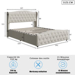 Détail du capitonnage et du velours du lit double