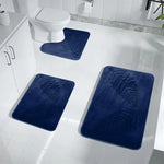 tapis sol mousse mémoire forme bleu marine gris vert feuilles palmier relief moderne large