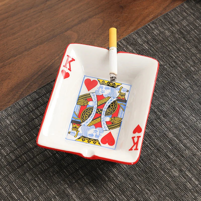 cendrier céramique blanc rouge carte cœur classique poker salon ornement cadeau homme erotique