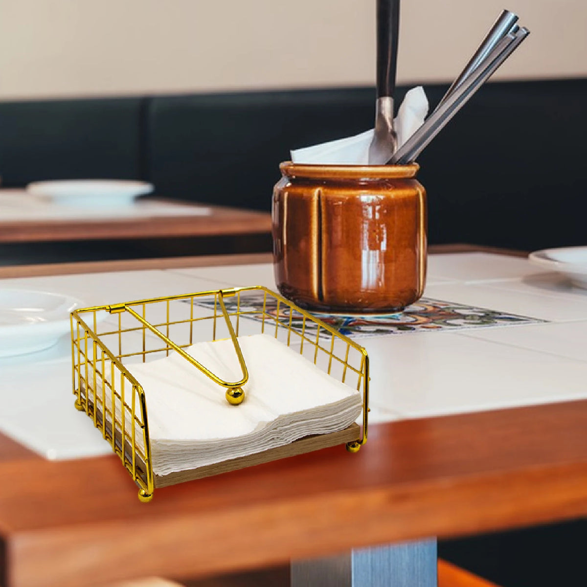 support serviettes moderne porte serviettes bois noir distributeur serviettes plates bras rustique décoration cuisine