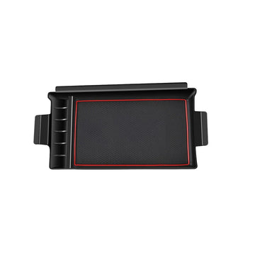 organisateur accoudoir voiture noir compartiments rangement chargeurs câbles modernes clips fixations