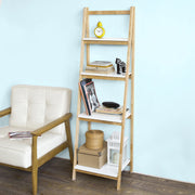 Étagère échelle pliable 4 étages en bois d'hévéa et MDF pour salon et bureau