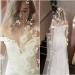 voile mariée blanc fleurs blanches romantique bord coupé transparent polyestère