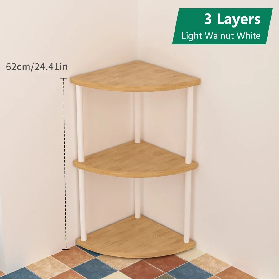 étagère angle bois moderne marron beige plateaux métal noire minimaliste compartments boîtes tissu