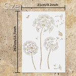 Stencil blanc minimaliste fleurs pissenlit papillons peinture art mural décoration tissus scrapbooking