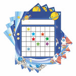 calendrier mural enfantin festif spatial étoiles ballons planètes autocollants colorés comportement positif tâches