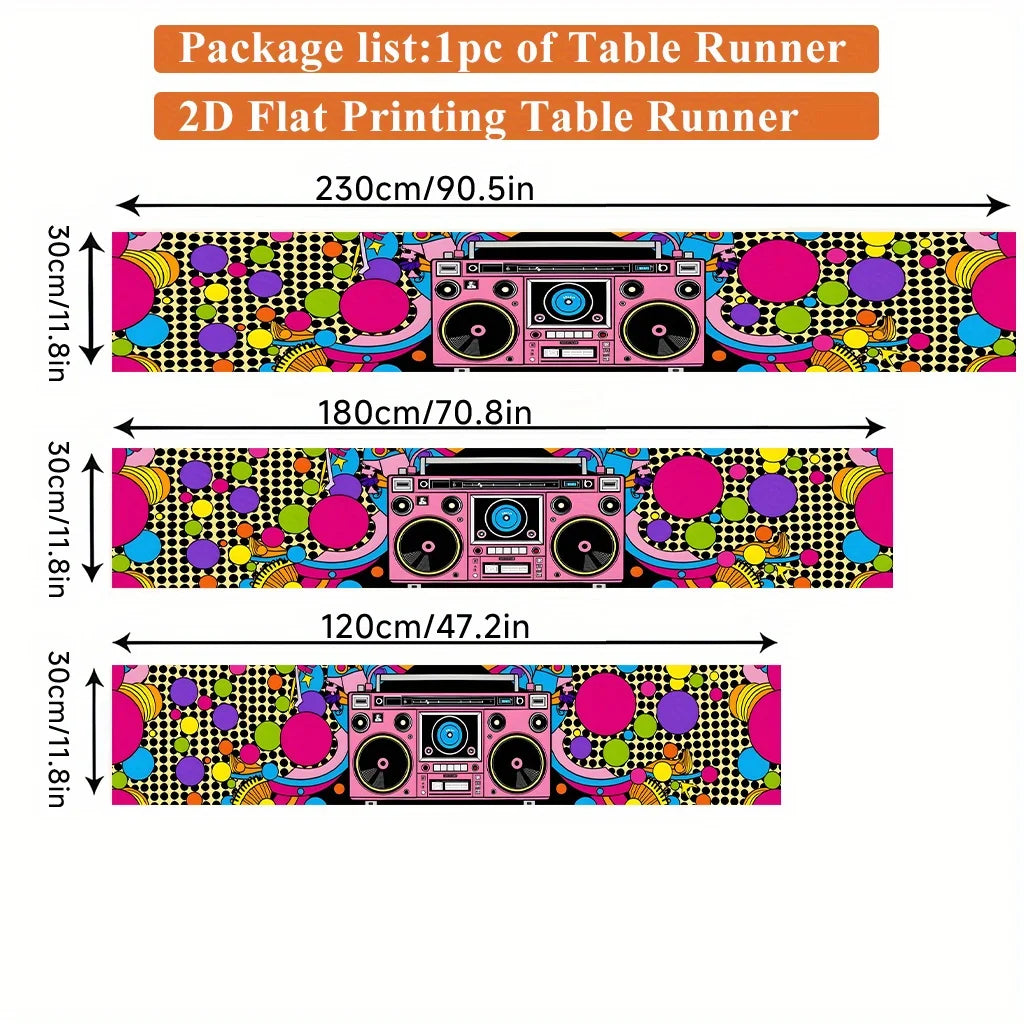 nappe table vintage années 80 boombox graphique couleur rose noir festive