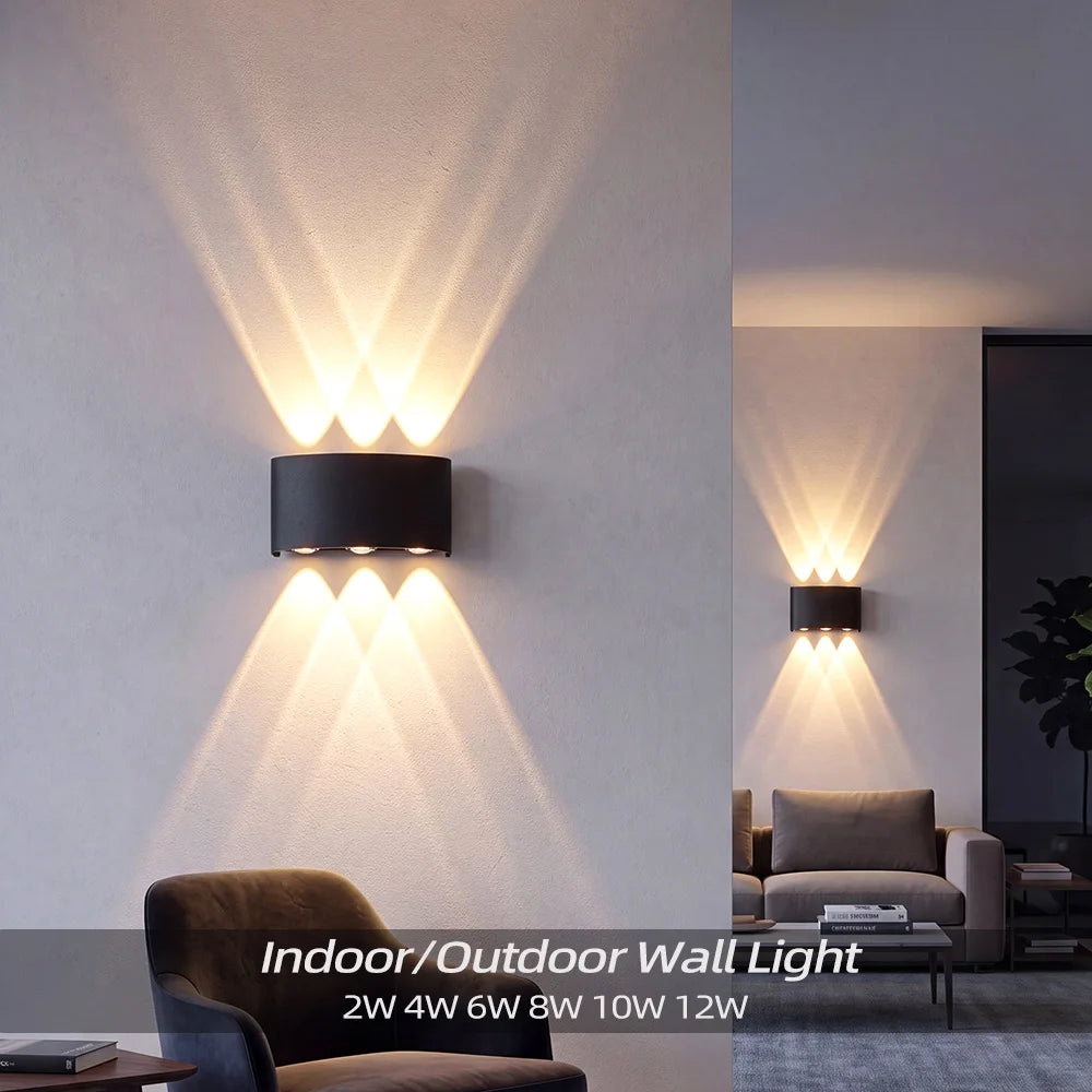 applique murale led noir aluminium moderne extérieur intérieur luminaire jardin étanche ip65 up down
