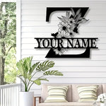 lettre décorative métal noir personnalisée fleurs papillon art mural rustique décoration intérieure maison