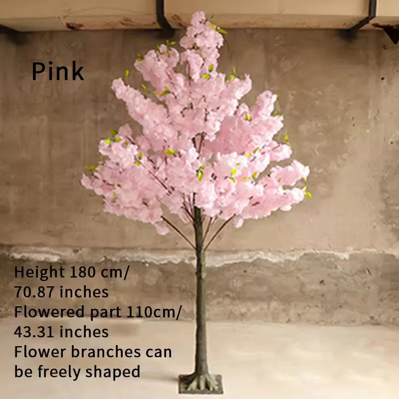 arbre cerisier artificiel rose blanc fleurs soie décoration intérieur mariage fête plante imitation 180cm