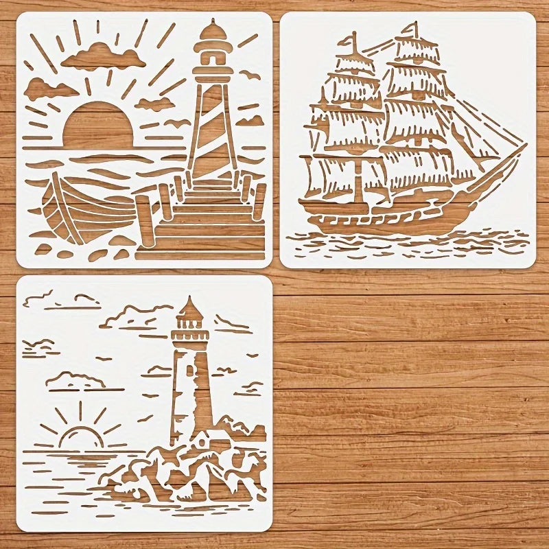stencils peinture marins phare bateau vintage blanc art mural bricolage décorationintérieur