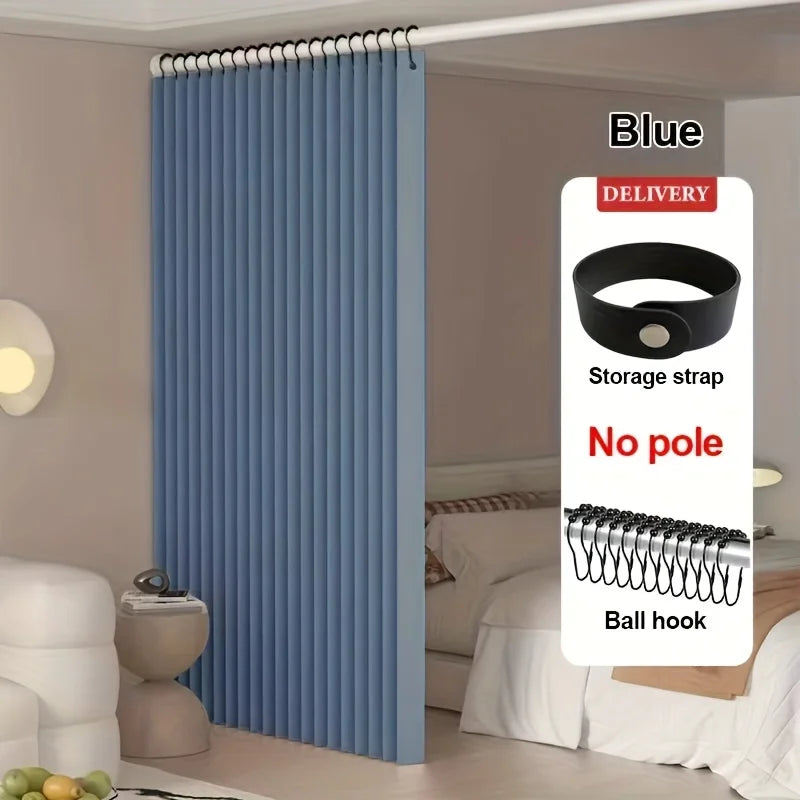 rideau séparation chambre gris blanc bleu plissé moderne tringle guirlande lumineuse opacité variable