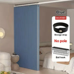 rideau séparation chambre gris blanc bleu plissé moderne tringle guirlande lumineuse opacité variable
