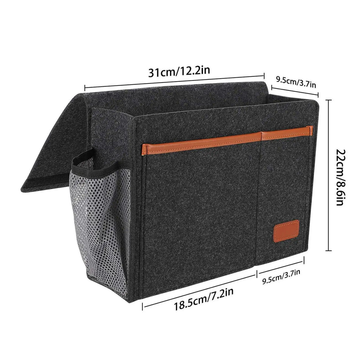 organisateur rangement tissu feutré gris clair gris foncé moderne poches intérieures extérieures poches câbles