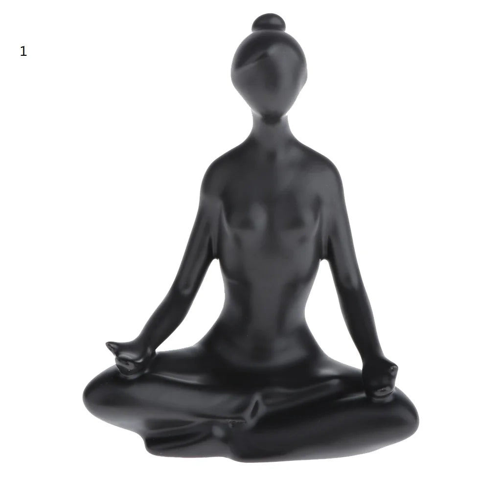 ornements deco moderne figurines yoga noires differentes poses minimaliste sculptural
