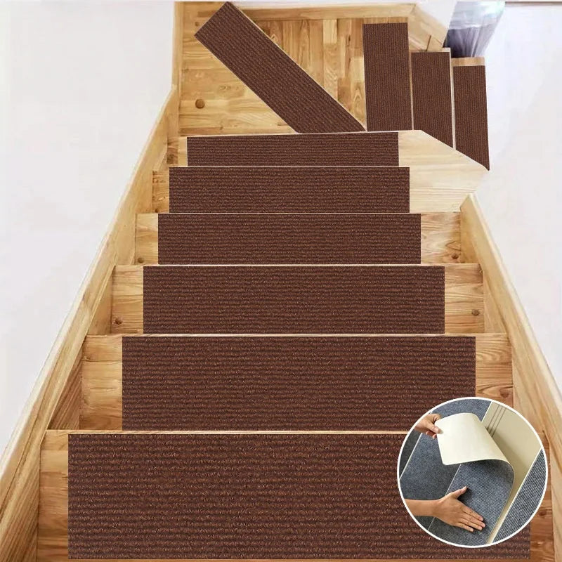 tapis marches escalier antidérapants moderne adhésif gris beige texturé absorbant 80x20cm