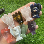 décoration maison statue ange gardien cristal naturel quartz rose améthyste opale jade ornement étagère