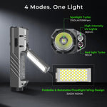 lampe poche multifonctionnelle rechargeable gris argenté panneau lumineux pliable trépied rainures horizontales