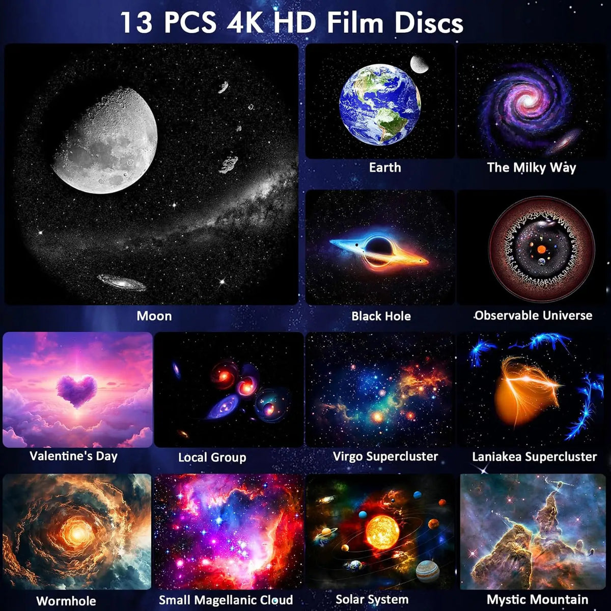 projecteur étoiles disques spatiaux télécommande bluetooth lentilles hd nébuleuses galaxies planètes images spatiales veilleuse