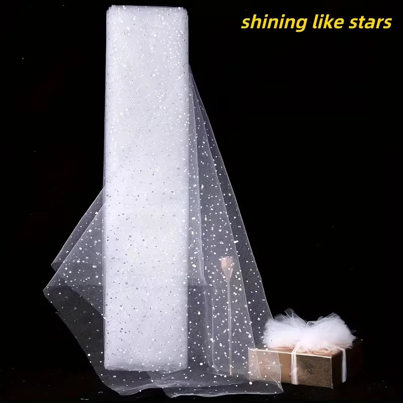 tulle blanc paillettes noires transparent décoration mariage 10 yards option yards yards