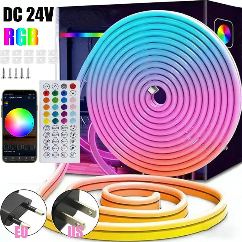 ruban led néon multicolore flexible moderne clips télécommande adaptateur 10m 15m 20m 30m