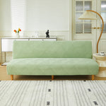 couverture canapé lit vert clair rayures diagonales élastiques machine lavable moderne