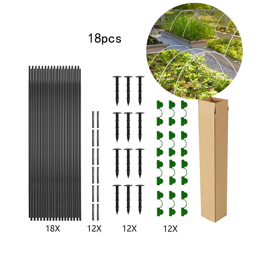 structures tunnel jardinage arceaux support plantes noir vert blanc transparent filets opaques clips verts