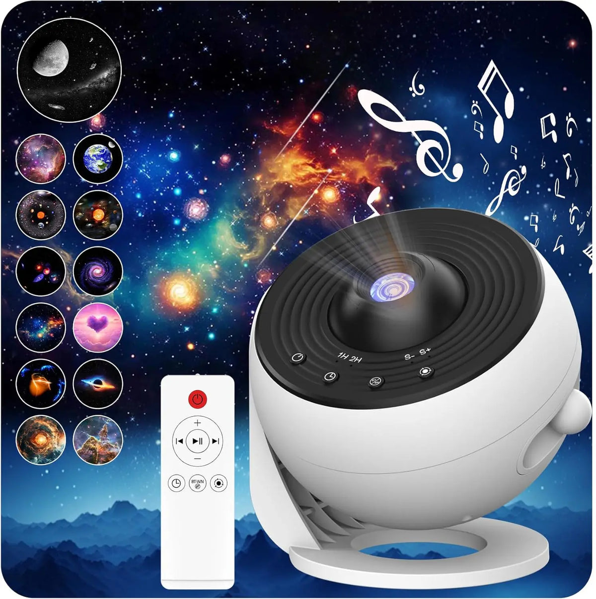 projecteur étoiles disques spatiaux télécommande bluetooth lentilles hd nébuleuses galaxies planètes images spatiales veilleuse