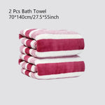 serviettes bain douces polyester rayures horizontales bleu clair blanc gris moderne ensemble pièces