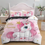 Housse de couette pour fille avec impression cheval coloré en microfibre