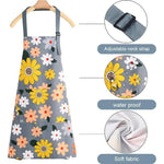 tablier cuisine imperméable fleurs colorées poche ajustable gris rose moderne