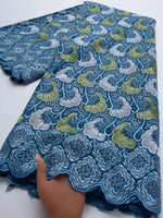 tissu voile dentelle brodée florale rose bleu élégant mariage soirée prom