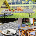 nappe table rectangulaire motif floral gris blanc pvc réutilisable moderne élégante noël camping pique