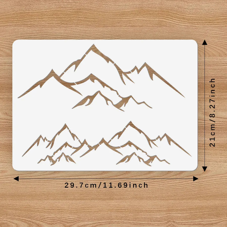 sticker adhésif montagne minimaliste gris marron noir artisanal chambre décoration graphique