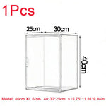 boîtes rangement transparentes grandes capacités poignées divers objets figurines collections livres minimalistes