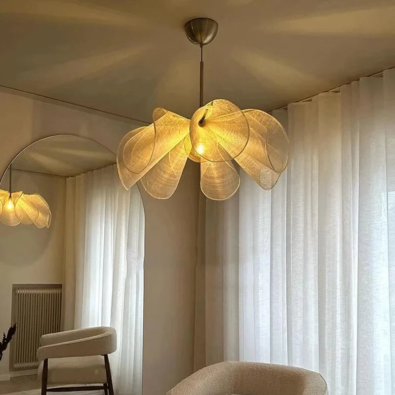 suspension lumineuse pétale fleur blanc translucide moderne chambre salon led 2000 82000lm