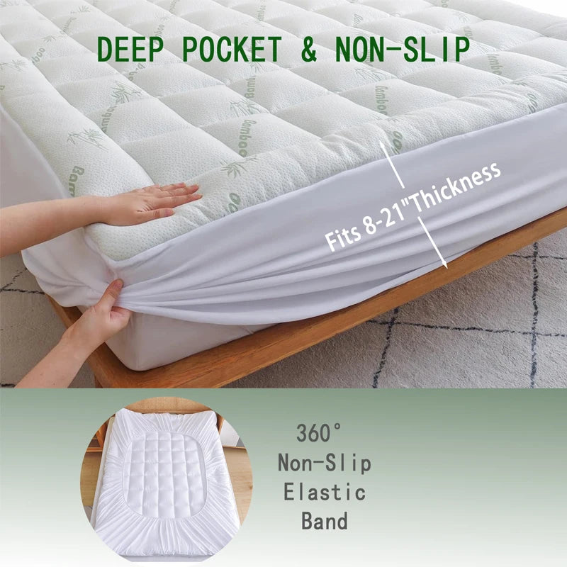 surmatelas blanc doux rayures bambou non slip 21 éponge quatre saisons polyester