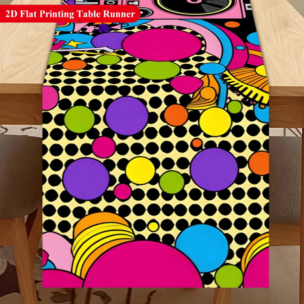 nappe table vintage années 80 boombox graphique couleur rose noir festive
