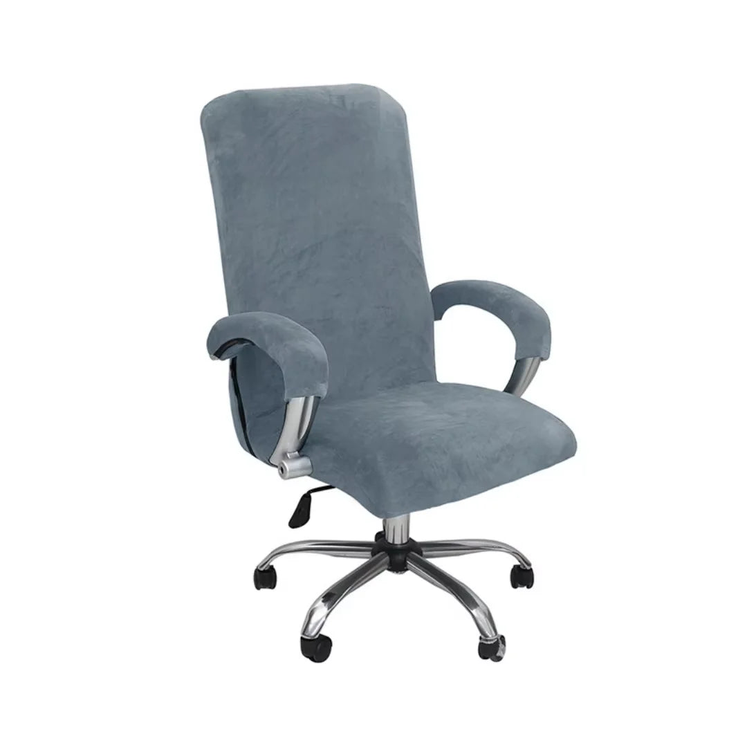 housse chaise velours bleu clair polyester clips métalliques moderne amovible pièces