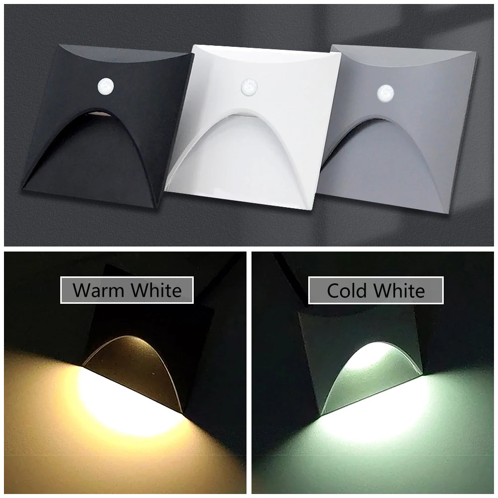 applique murale led sensorielle noir blanc gris contemporaine fixée mur vis câble interrupteur