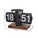 horloge flip cadran numérique vintage rétro base bois métal brillant chambre