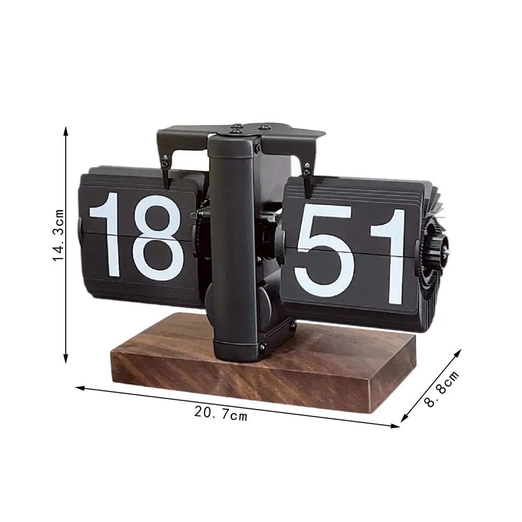 horloge flip cadran numérique vintage rétro base bois métal brillant chambre