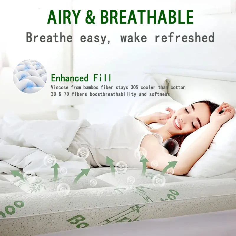 surmatelas blanc doux rayures bambou non slip 21 éponge quatre saisons polyester