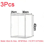 boîtes rangement transparentes grandes capacités poignées divers objets figurines collections livres minimalistes