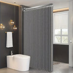 rideau douche pliable gris bleu rayures verticales clips magnétiques moderneétalement standard Polyester