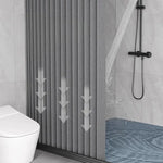 rideau douche gris moderne rayures verticales crochet minimaliste polyester opaque 100x180cm