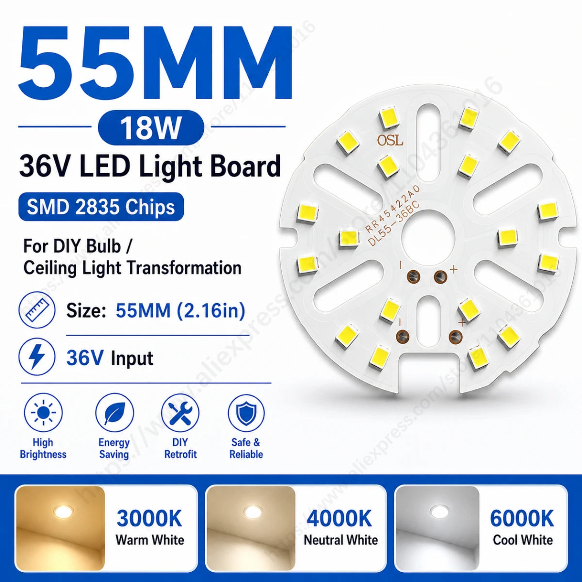 lot panneaux led ronds plafonnier rénovation blanc chaud froid montage