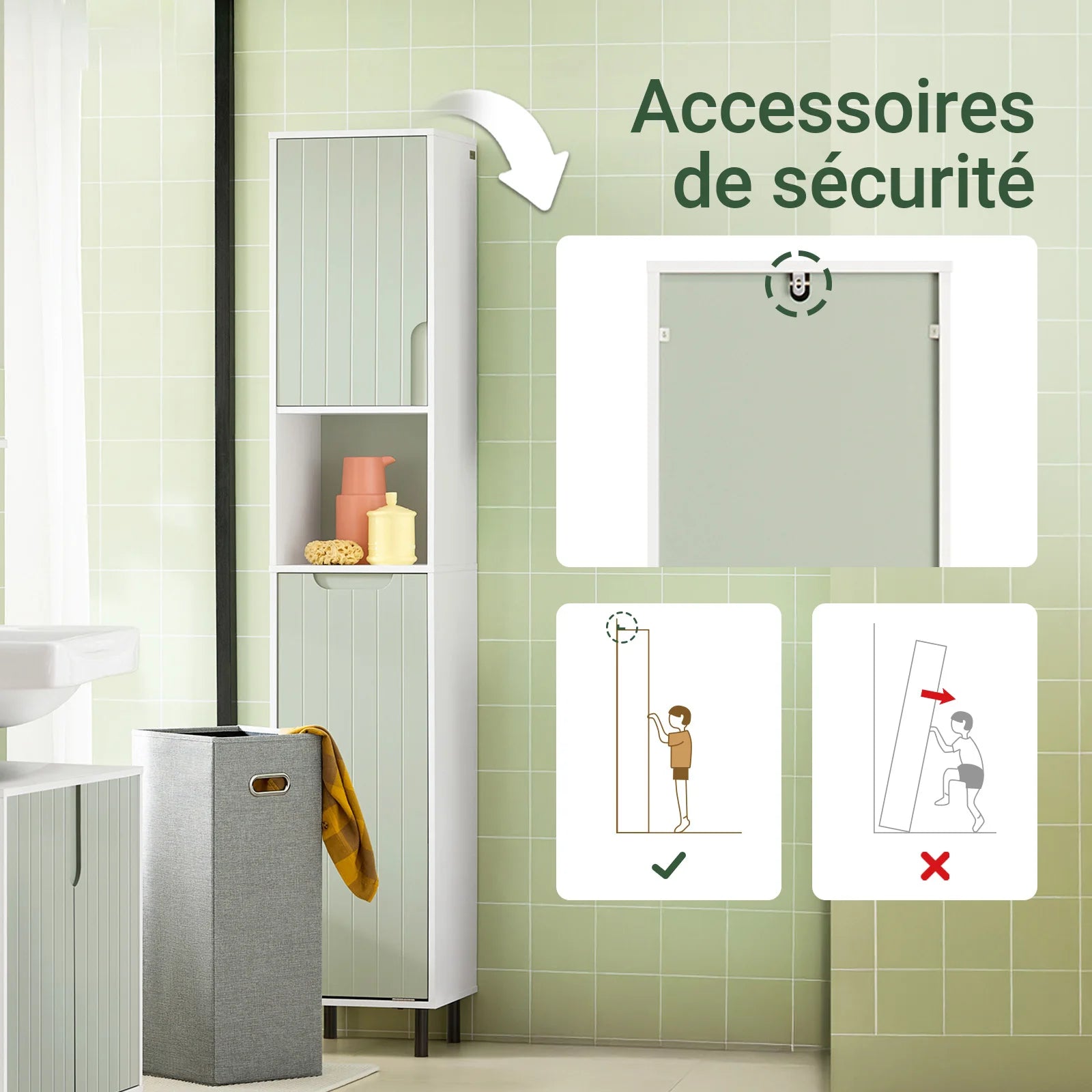 Meuble de salle de bain moderne avec pieds métalliques dans petite salle d'eau