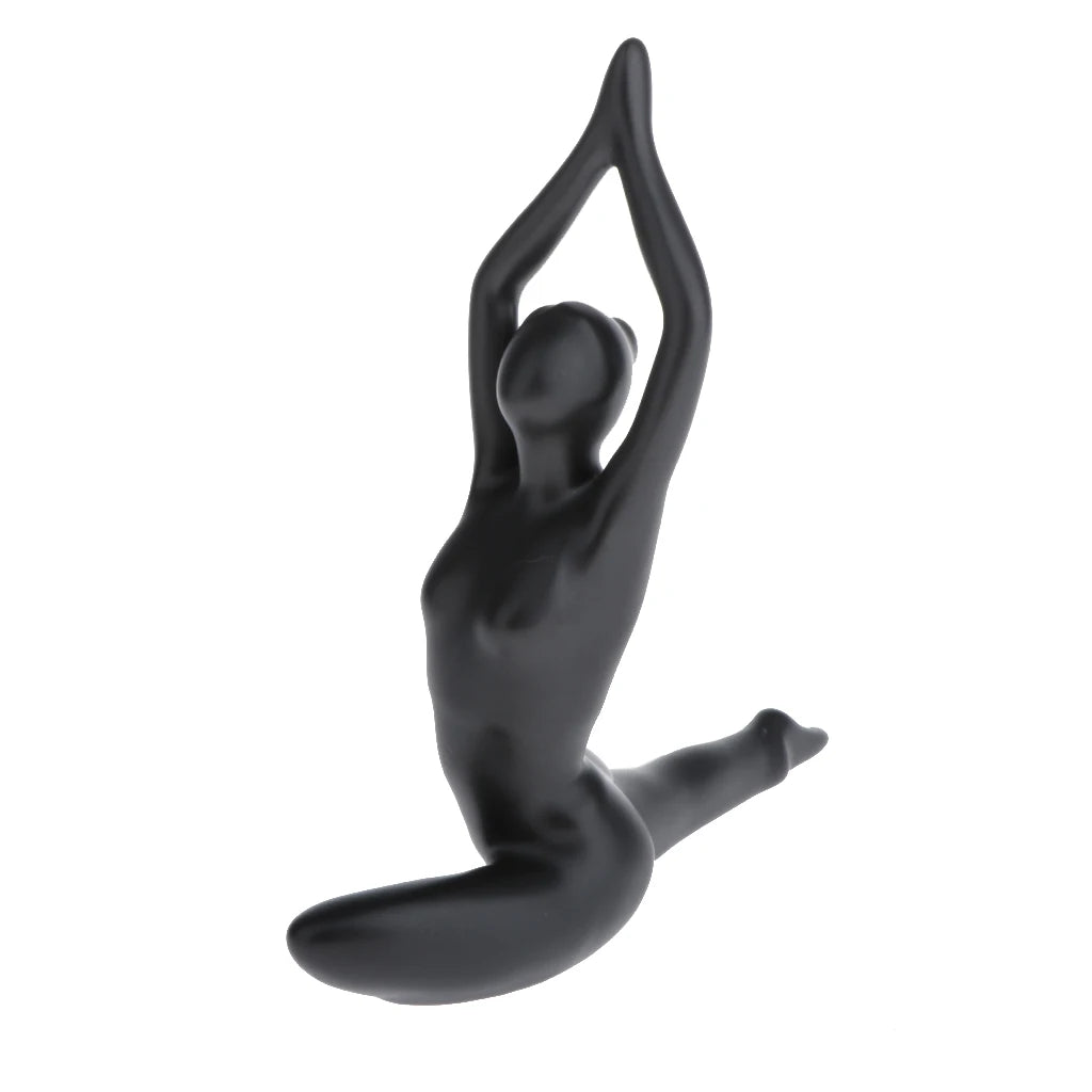 ornements deco moderne figurines yoga noires differentes poses minimaliste sculptural