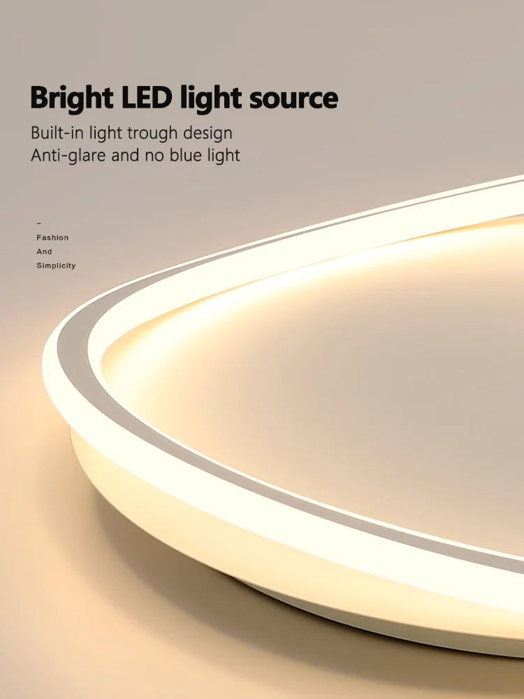 Luminaire LED moderne blanc ovale anneau concentrique frosted minimaliste
